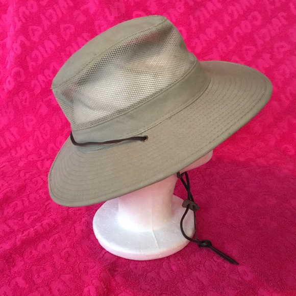 DPC Dorfman Pacific Co vented wide brim hat Small safari sun cap strap khaki - Picture 3 of 10